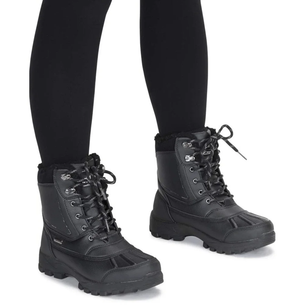 Polar Winter Boots Gray Lace Up Faux Fur Lined Low Heel Outdoor Snow/Rain W 9 M7